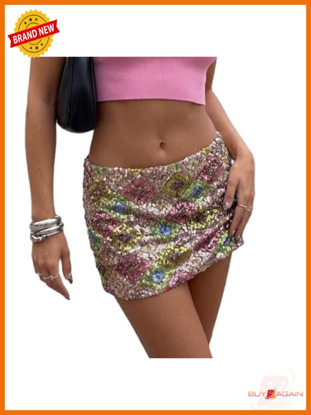 Sparkly Sequin Mini Skirt Low Rise Bodycon Clubwear Party Streetwear